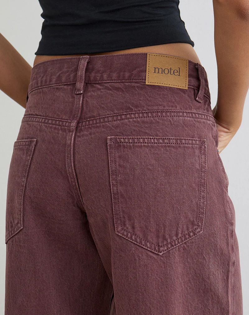 Low Rise Roomy Jeans in Burgundy - Image 3