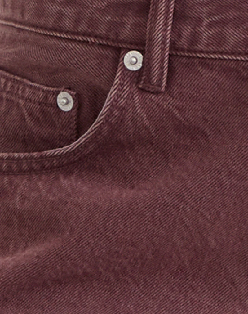 Low Rise Roomy Jeans in Burgundy - Image 7
