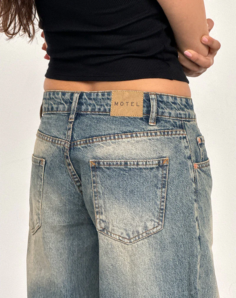 Roomy Extra Wide Low Rise Jeans in Dirty Blue - Image 2