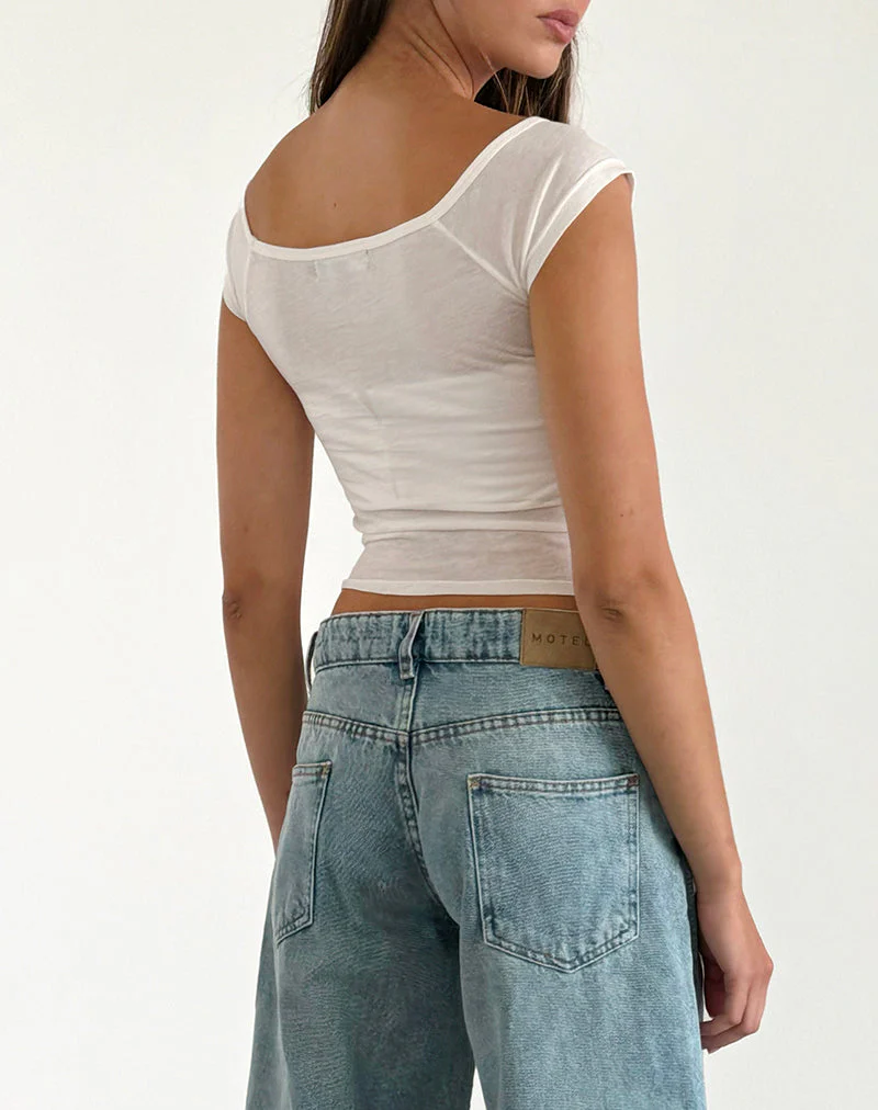 Roomy Extra Wide Low Rise Jeans in Washed Blue Green - Image 4