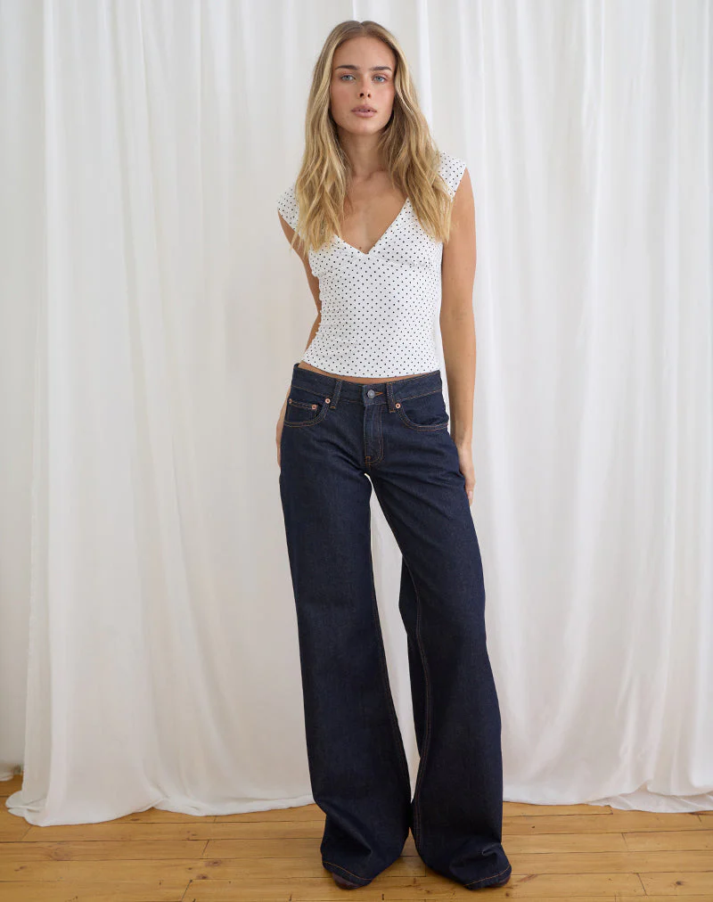 Low Rise Slouchy Flare Jeans in Indigo - Image 4