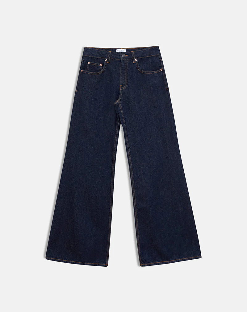 Low Rise Slouchy Flare Jeans in Indigo - Image 6