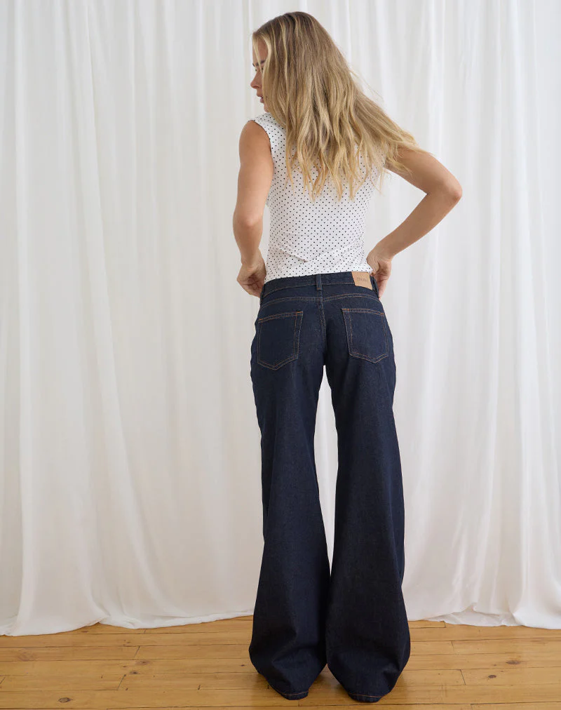 Low Rise Slouchy Flare Jeans in Indigo - Image 7