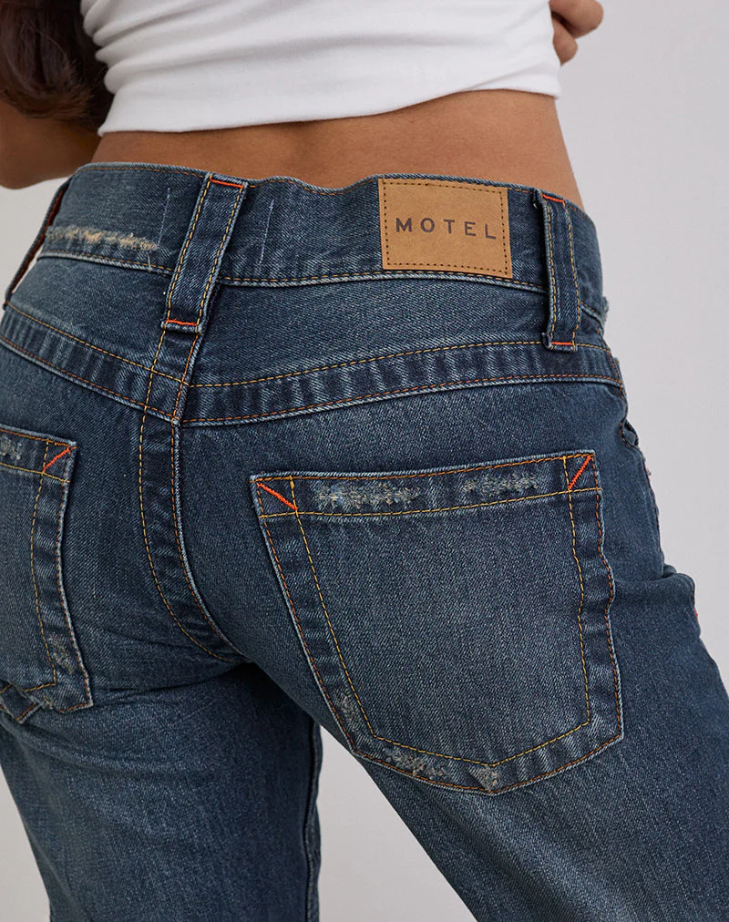 Low Rise Twisted Seam Jeans In Mid Blue Tint - Image 3
