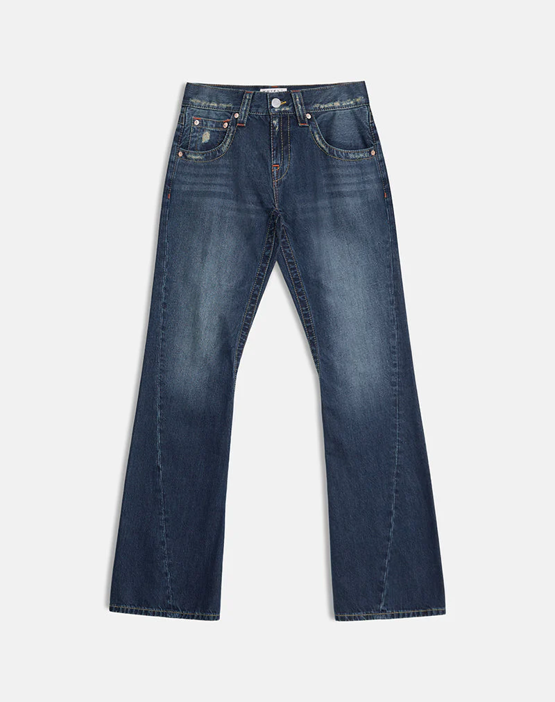 Low Rise Twisted Seam Jeans In Mid Blue Tint - Image 4