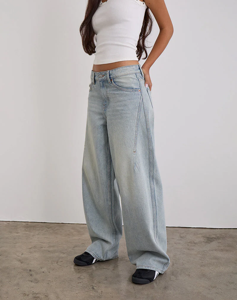 Low Slung Roomy Jeans in Breeze Blue Wash - Image 3