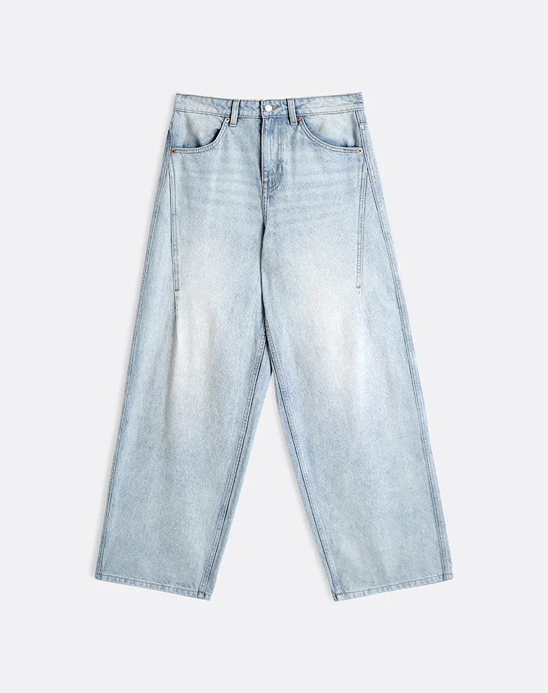 Low Slung Roomy Jeans in Breeze Blue Wash - Image 4