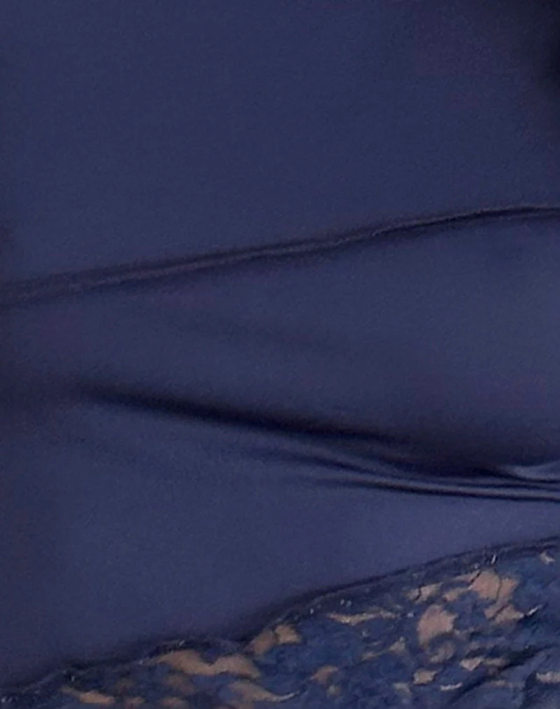 Lucca Long Sleeve Top in Slinky Lace Navy Blue - Image 4