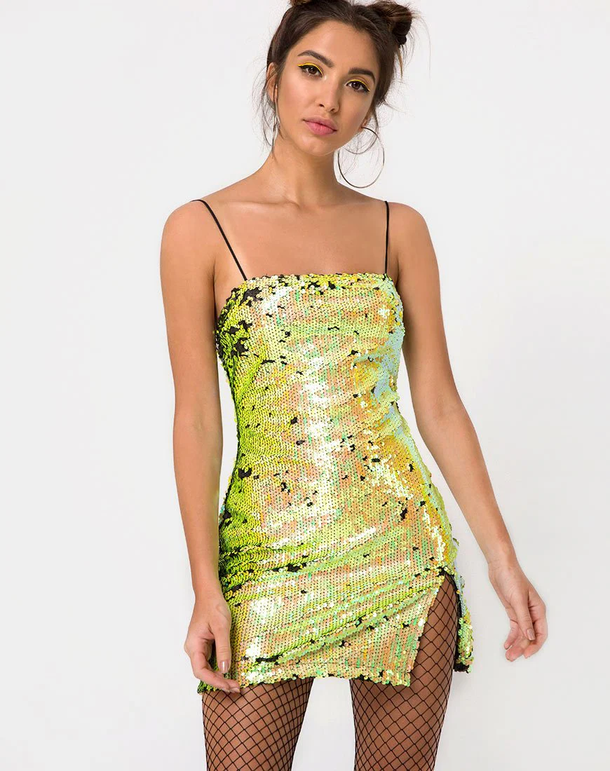 Lucky Bodycon Dress in Citrus Black Sequin - Image 2