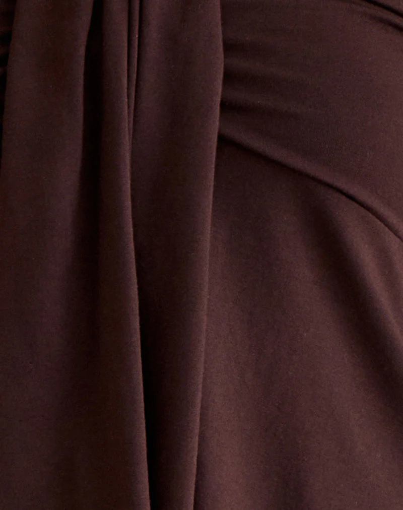 Lue Halterneck Top in Rayon Jersey Chocolate Brown - Image 7