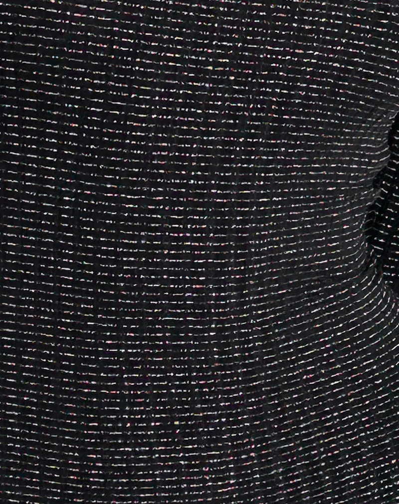 Lukia Long Sleeve Top in Metallic Stripe Jersey Black - Image 6