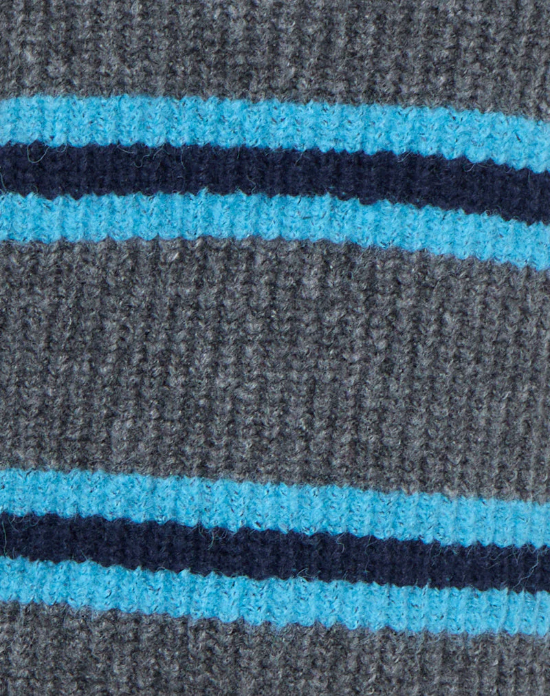Lunet Knitted Jumper in Stripe Grey and Blue - Image 6