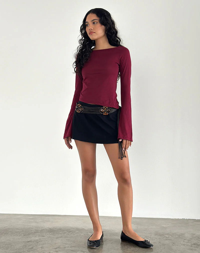 Lunica Long Sleeve Jersey Top in Burgundy - Image 2