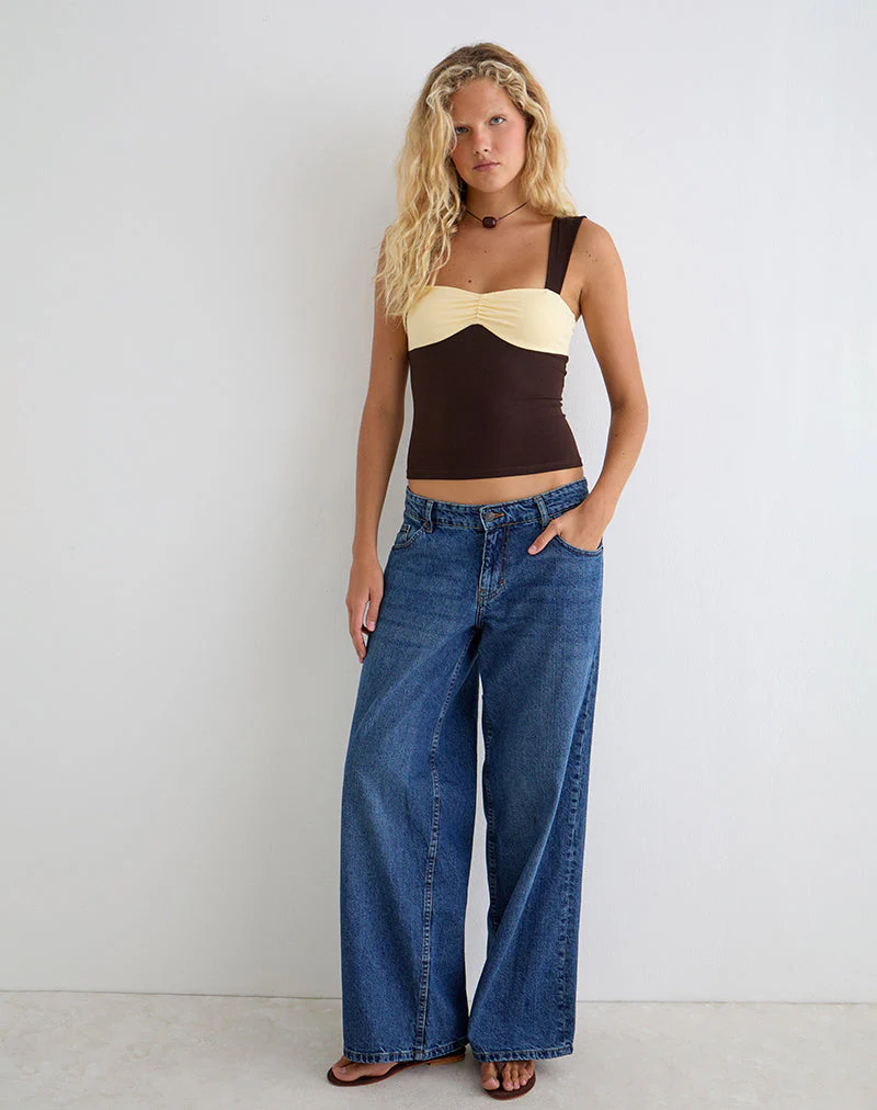 Lure Top in Rayon Jersey Bitter Chocolate and Lemon Yellow - Image 4