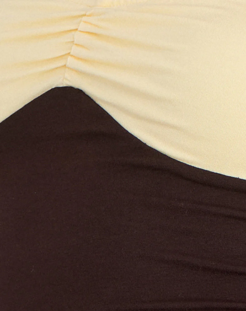 Lure Top in Rayon Jersey Bitter Chocolate and Lemon Yellow - Image 6