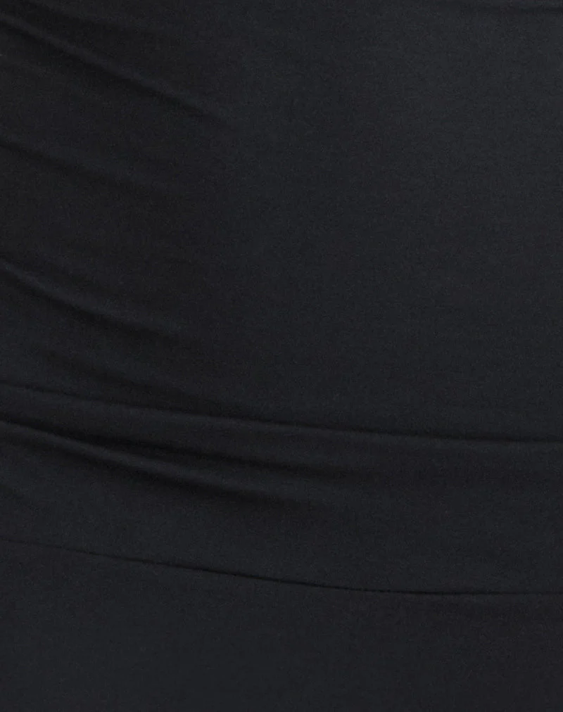 Luscian Plunge Mini Dress in Black - Image 7
