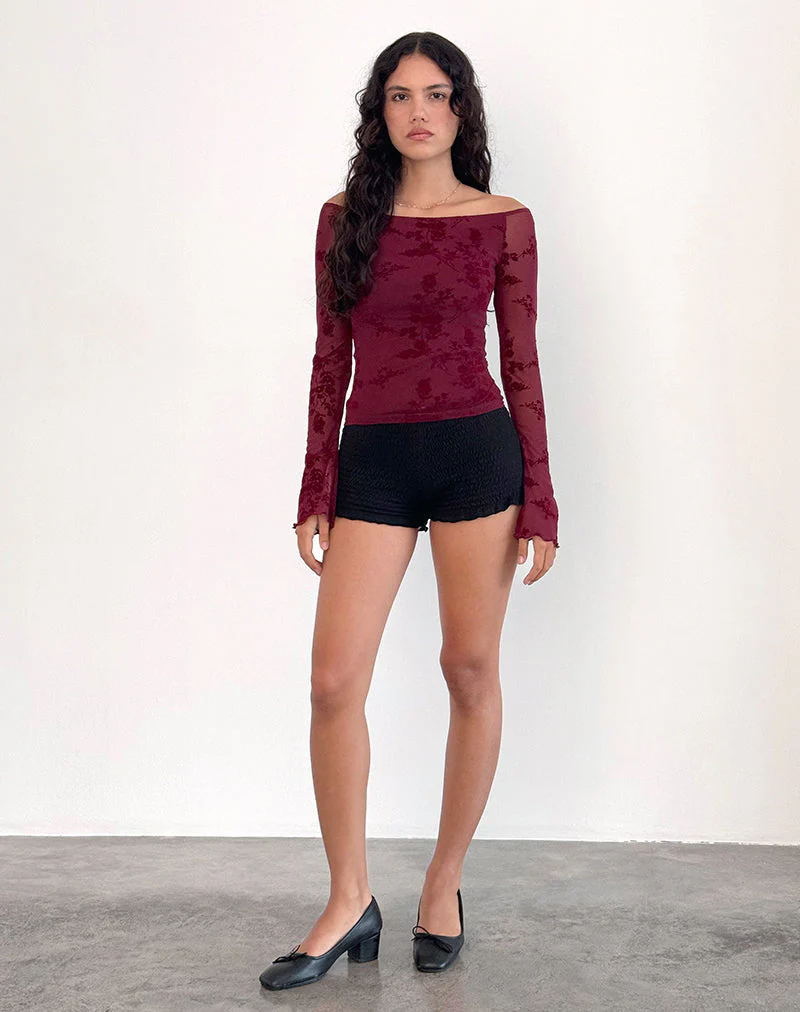 Lutana Top in Botanical Flower Maroon - Image 2