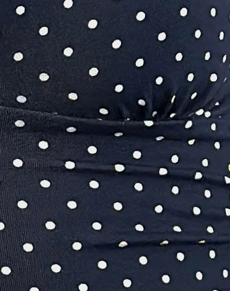 Lycia Plunge Top in Micro Polka Navy - Image 6