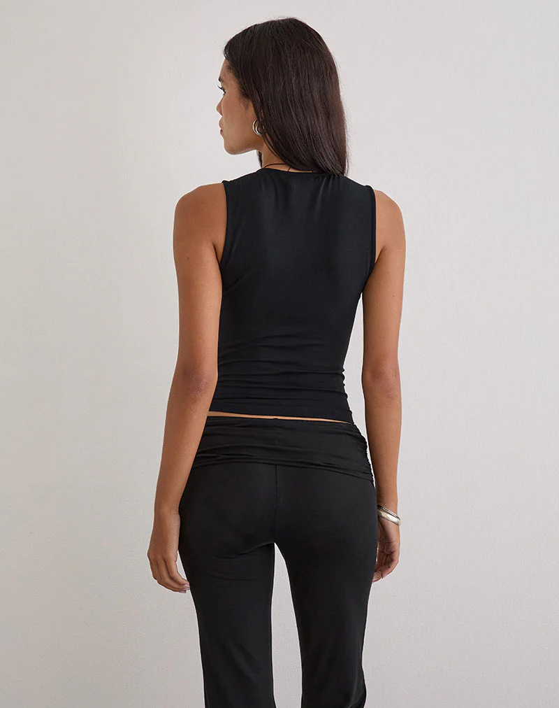Lynod Plunge Top in Rayon Black - Image 5