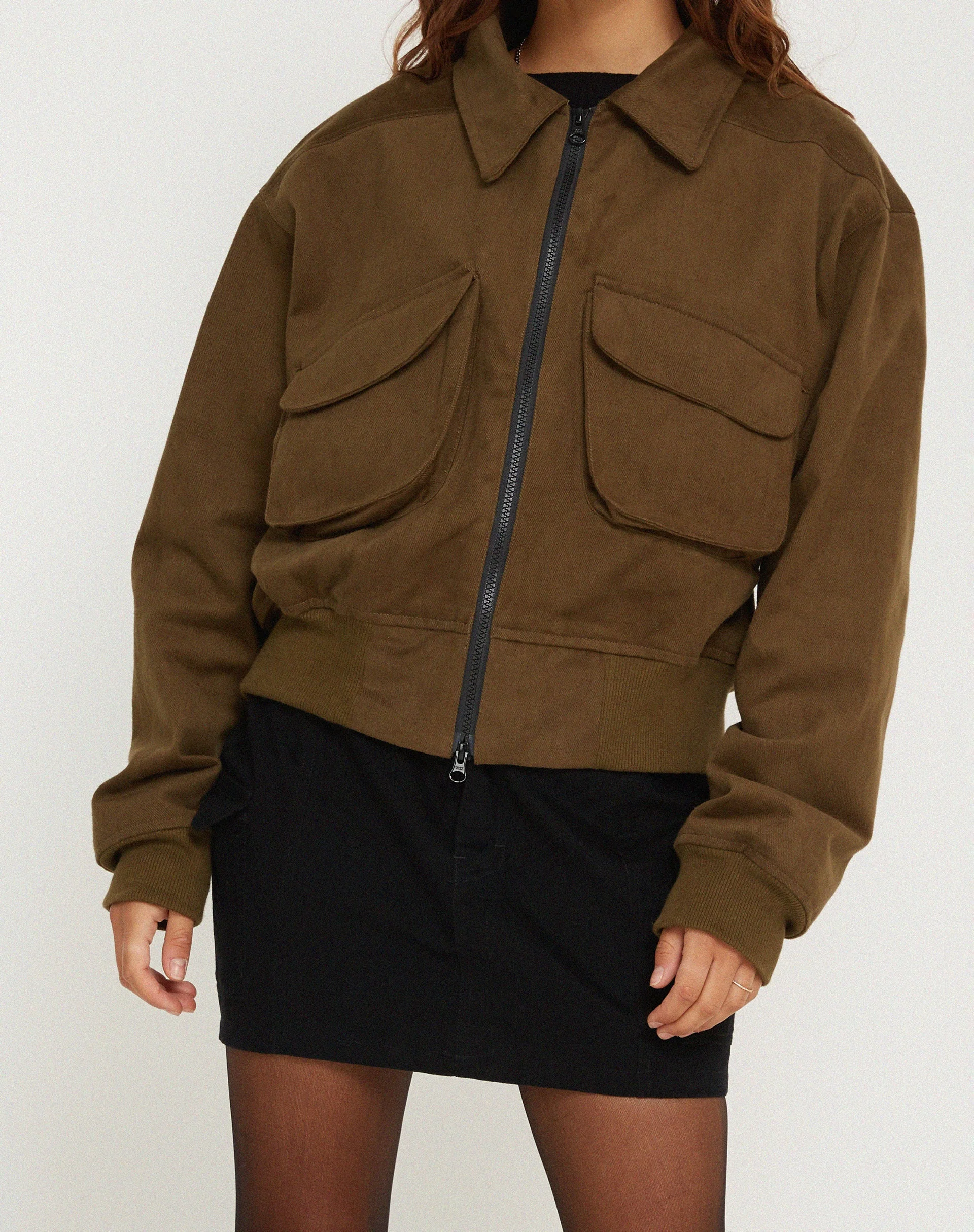MA2 Jacket in Twill Suede Khaki - Image 4