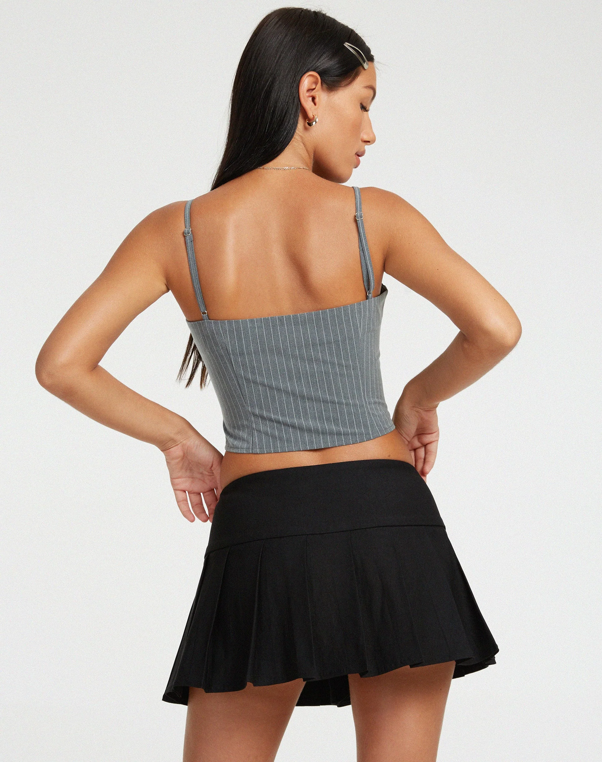 Madian Top in Pinstripe Grey - Image 2