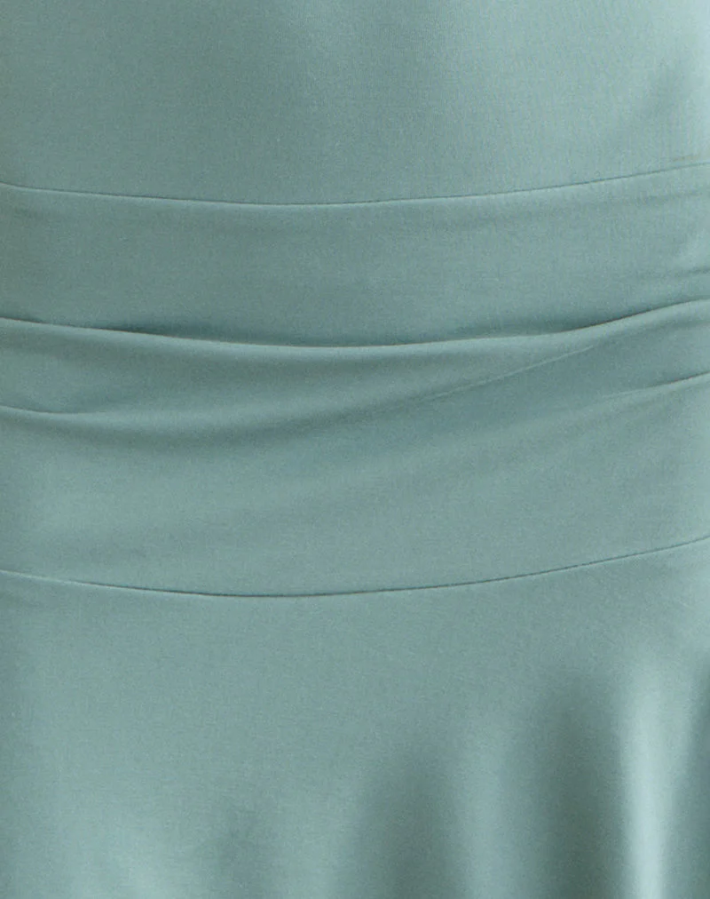 Mahalia Plunge Mini Dress in Aqua Grey - Image 6