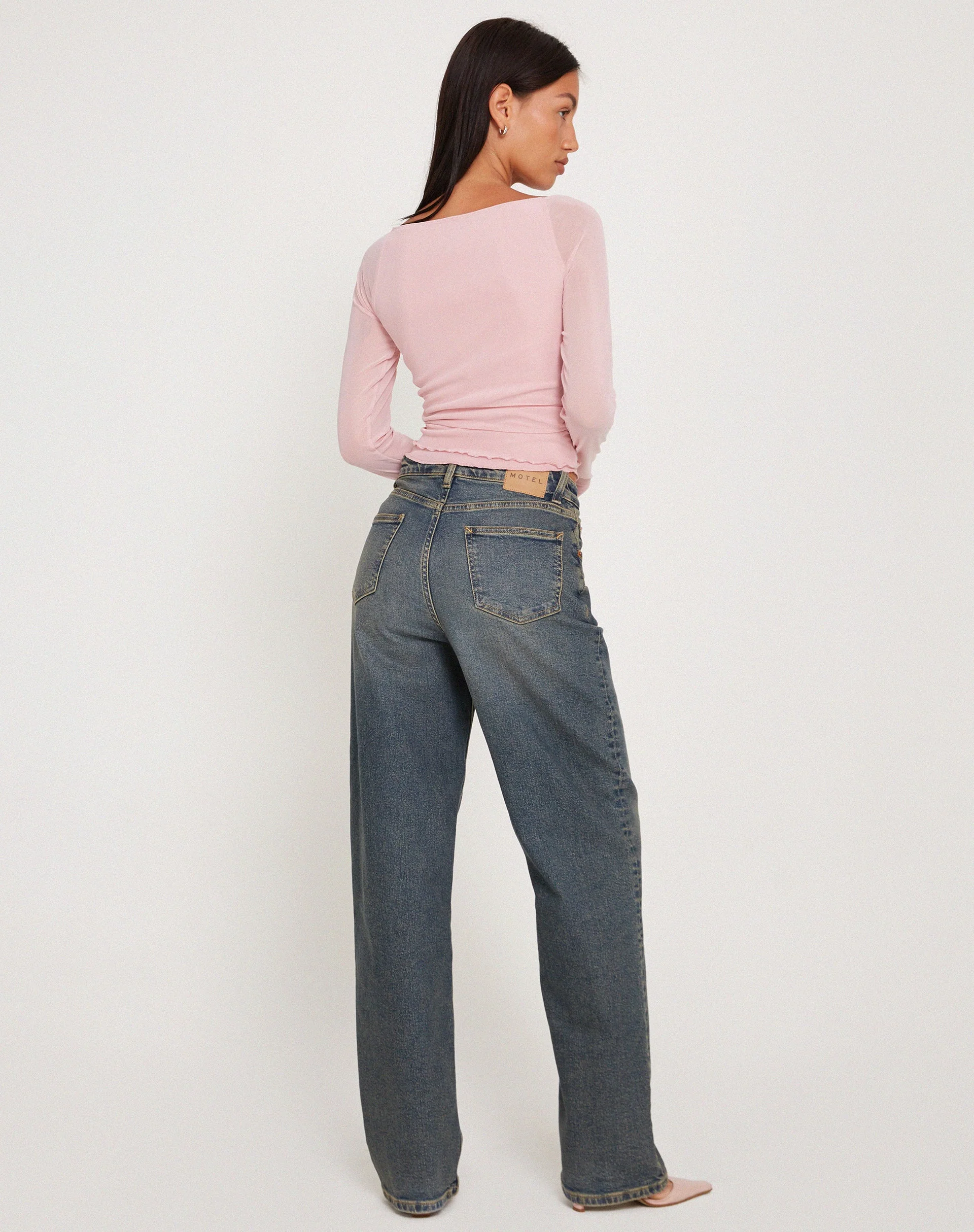 Mahira Long Sleeve Mesh Top in Pink - Image 5