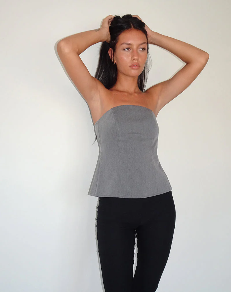 Mairi Longline Bandeau Top in Charcoal Tailoring - Image 5