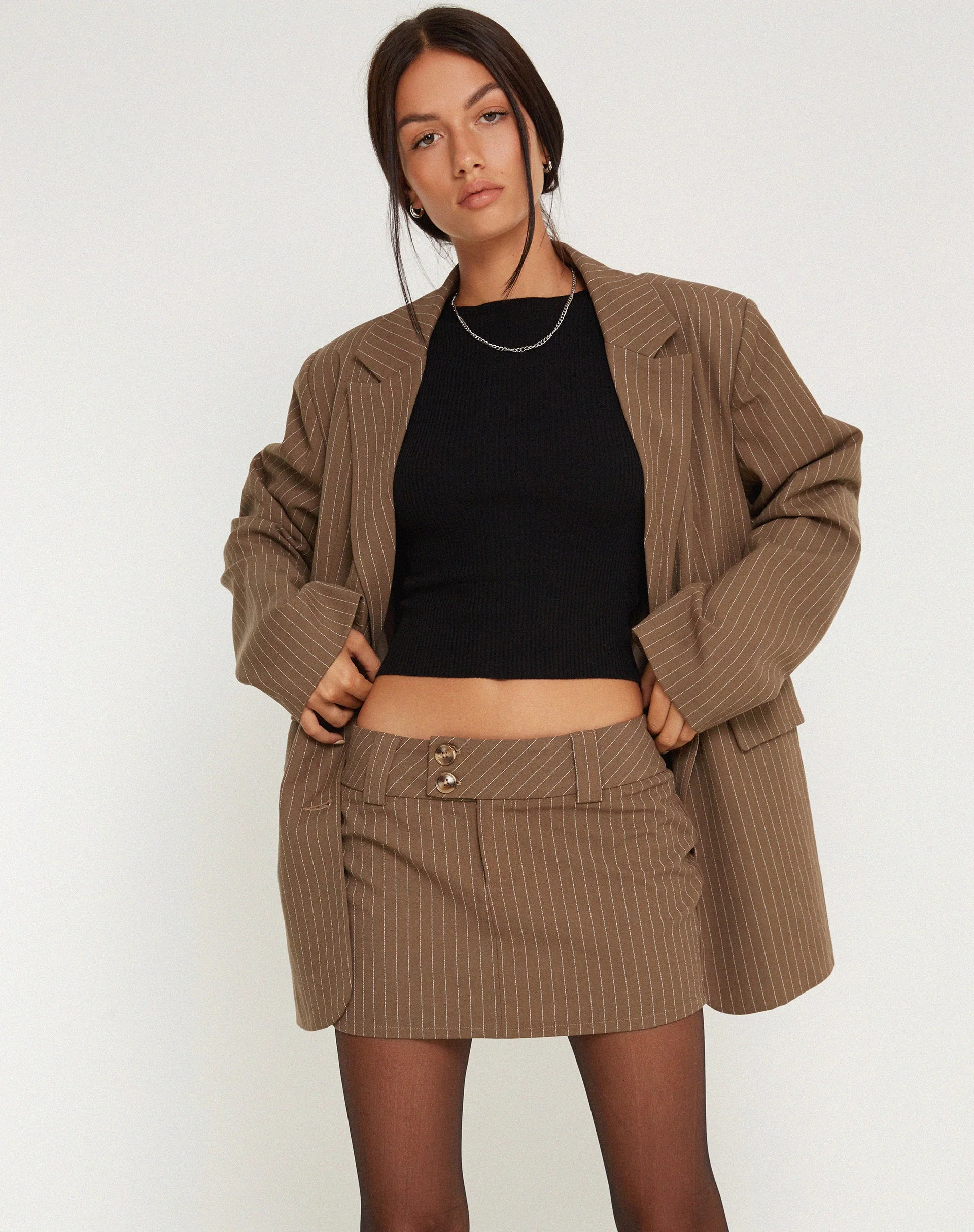 Maiwa Blazer in Pinstripe Brown - Image 4