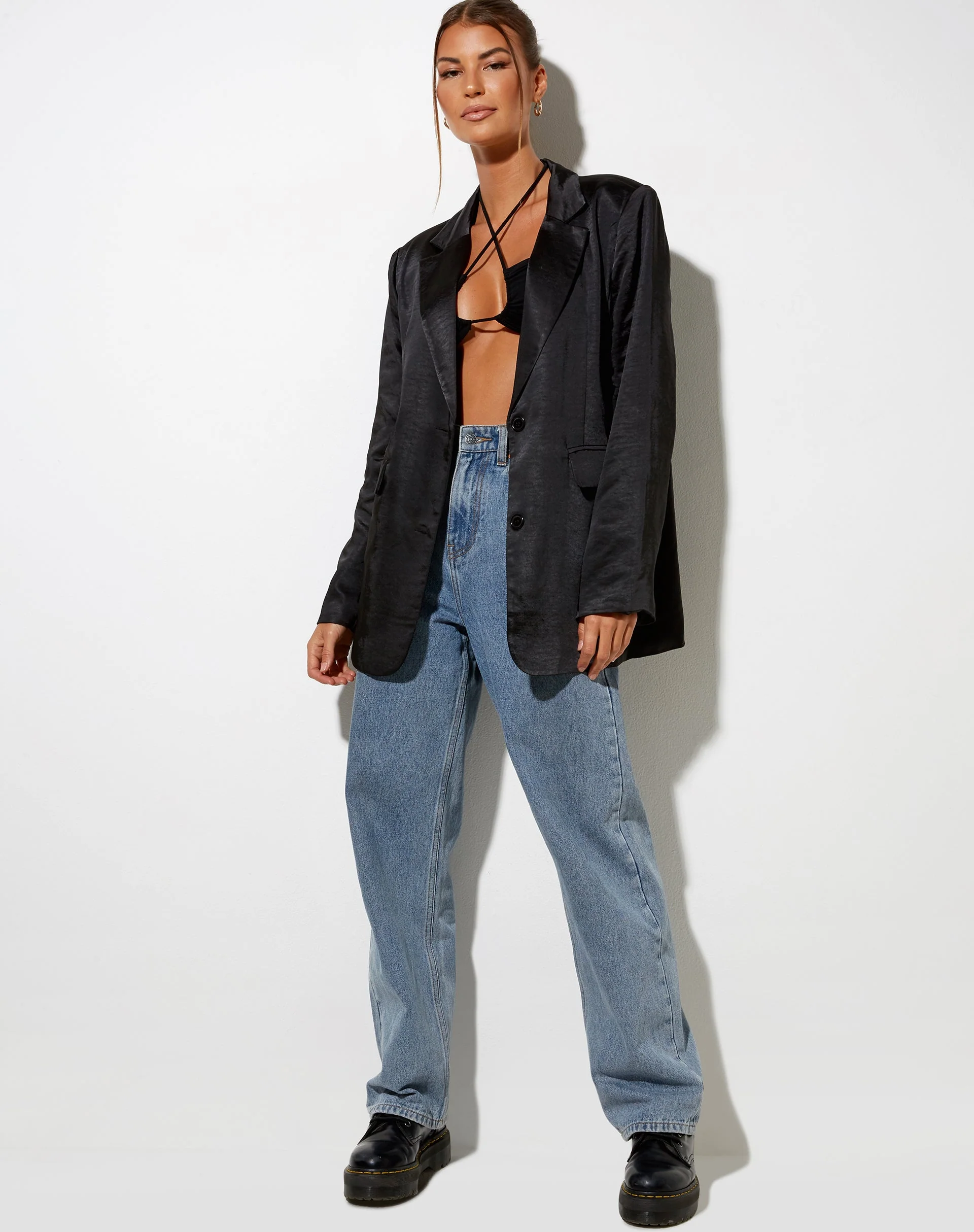 Maiwa Blazer in Satin Black - Image 4