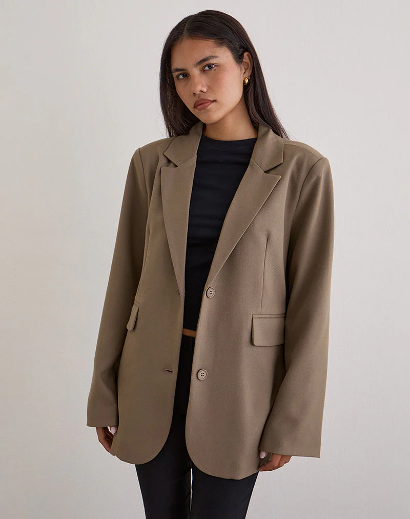 Maiwa Blazer in Textured Tailoring Beige - Image 2