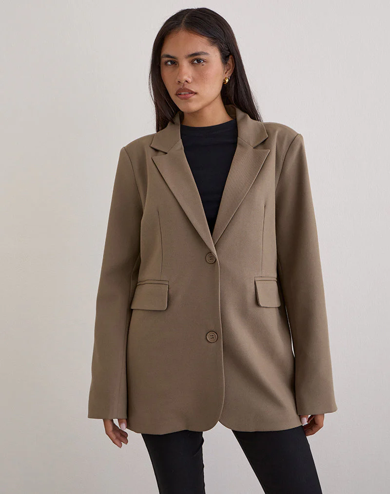 Maiwa Blazer in Textured Tailoring Beige - Image 3