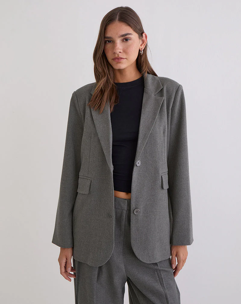 Maiwa Textured Tailoring Blazer in Charcoal - Image 4