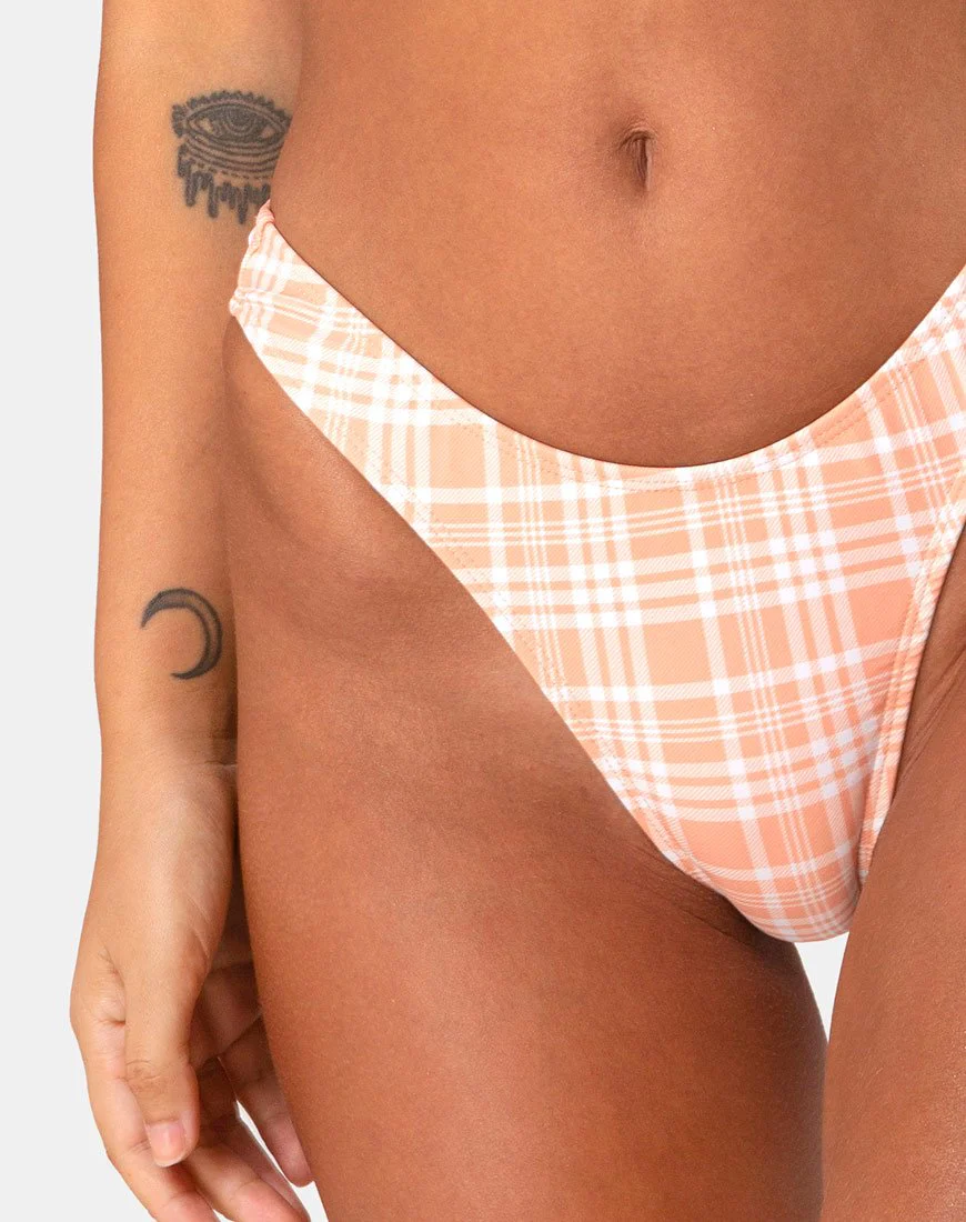 Makida Bikini Bottom in Picnic Check Peach - Image 6