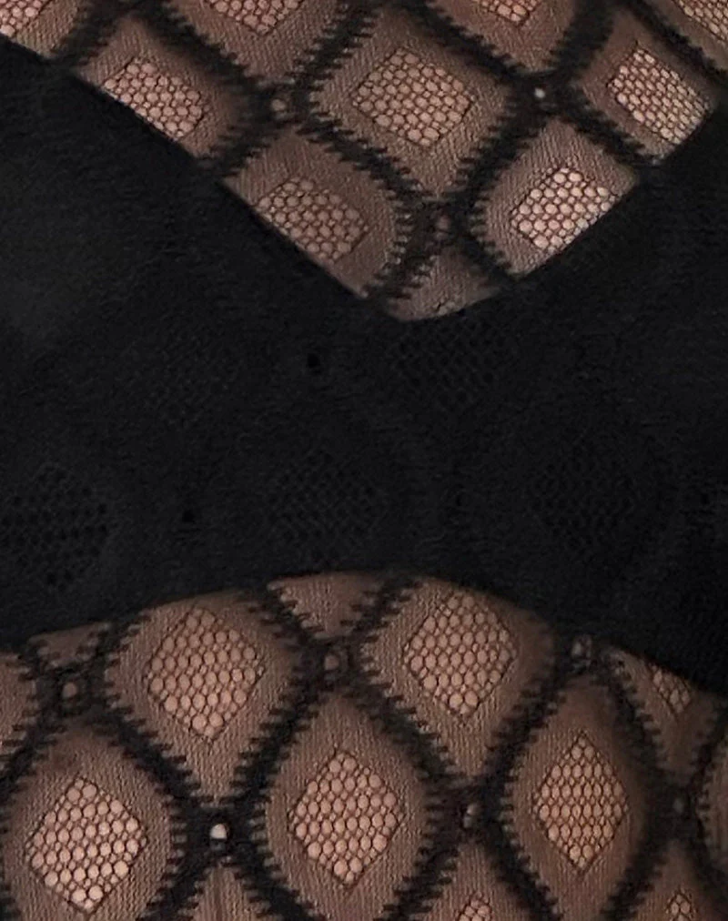 Maloe Lace Patterned Tank Top in Black - Image 6
