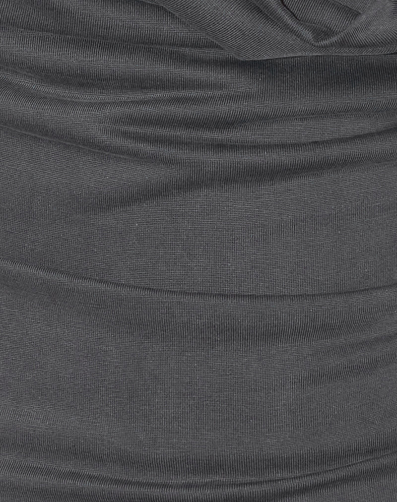 Malora Cowl Mini Dress in Charcoal - Image 6