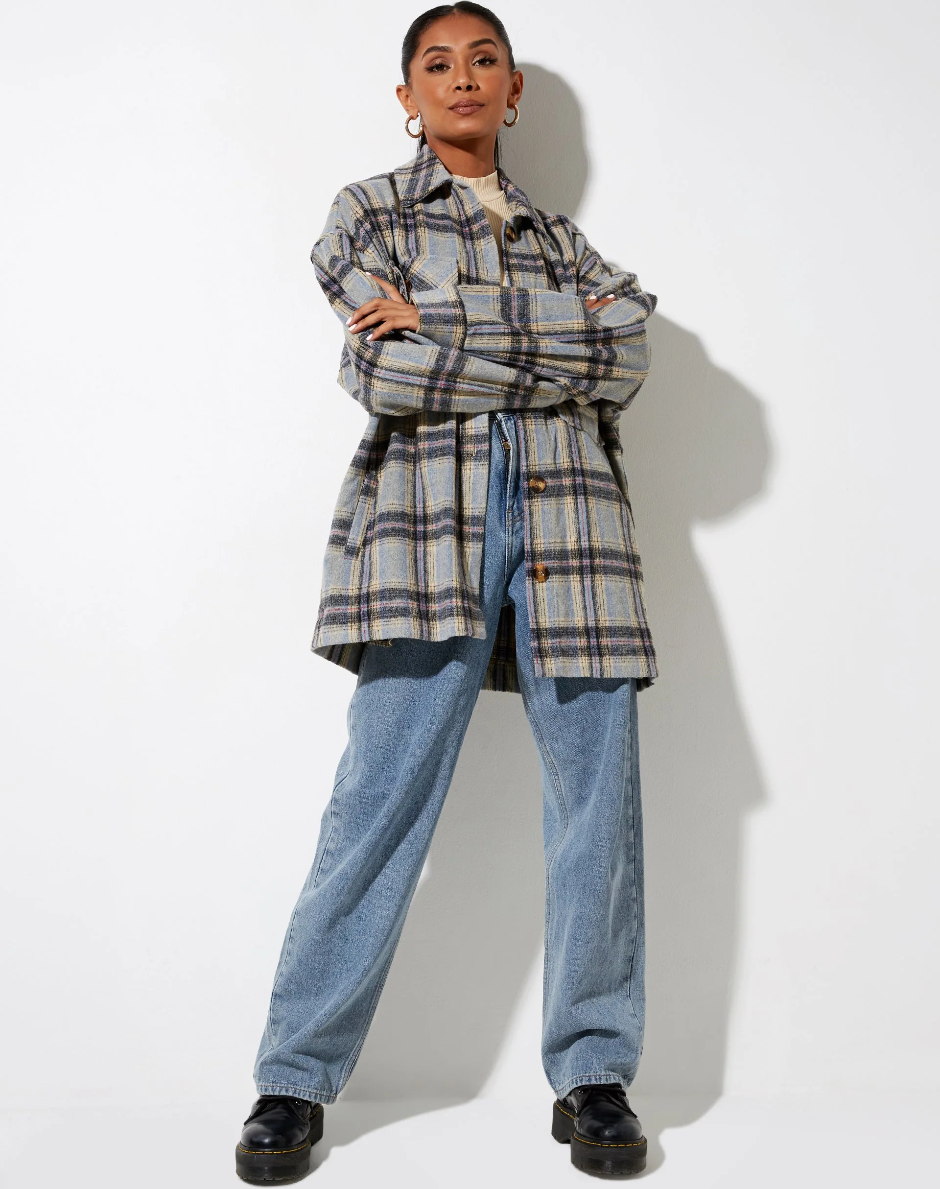 Marcel Shirt in Check Light Blue White Black - Image 3