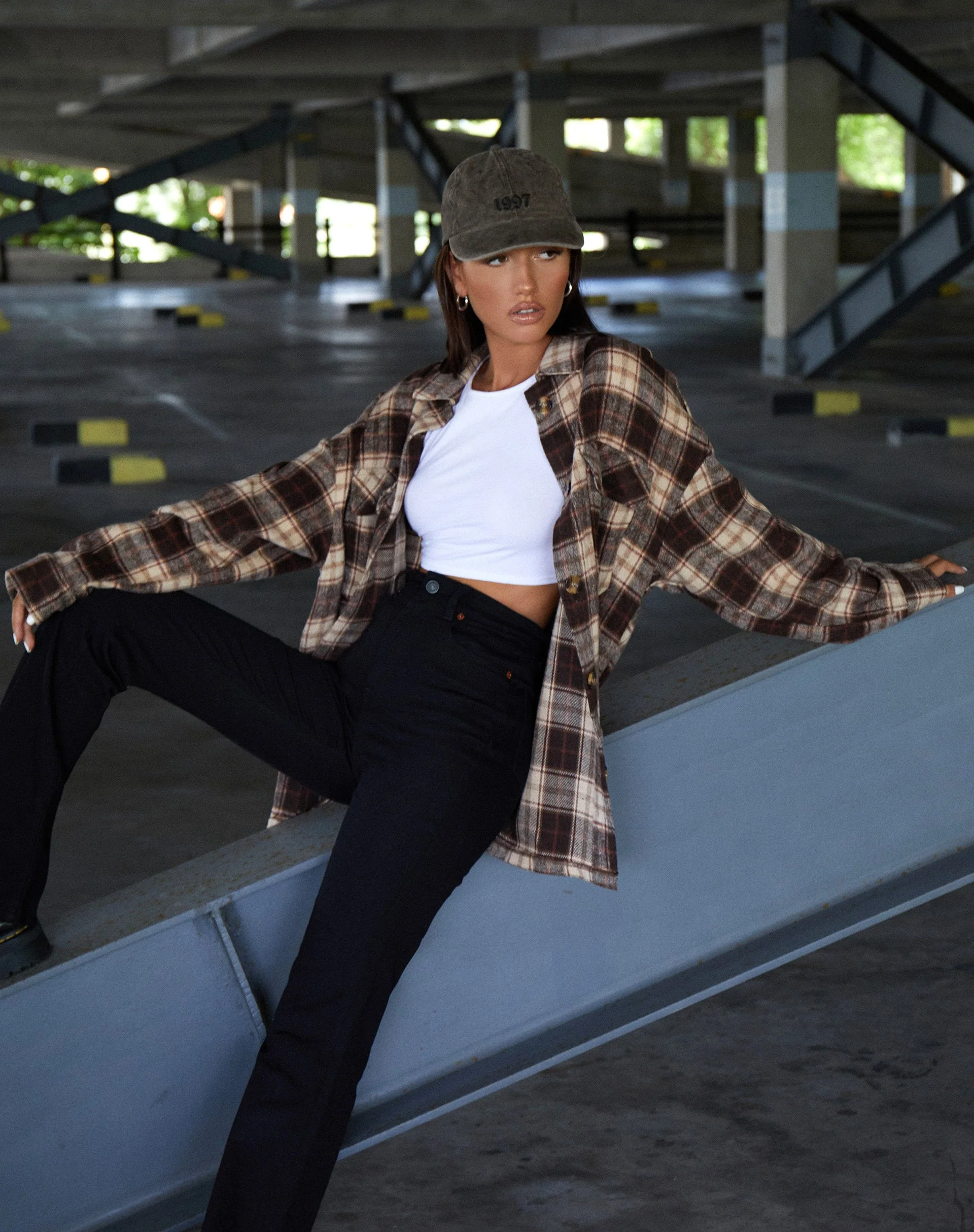 Marcella Shirt in Brown and Cream Check - Image 3