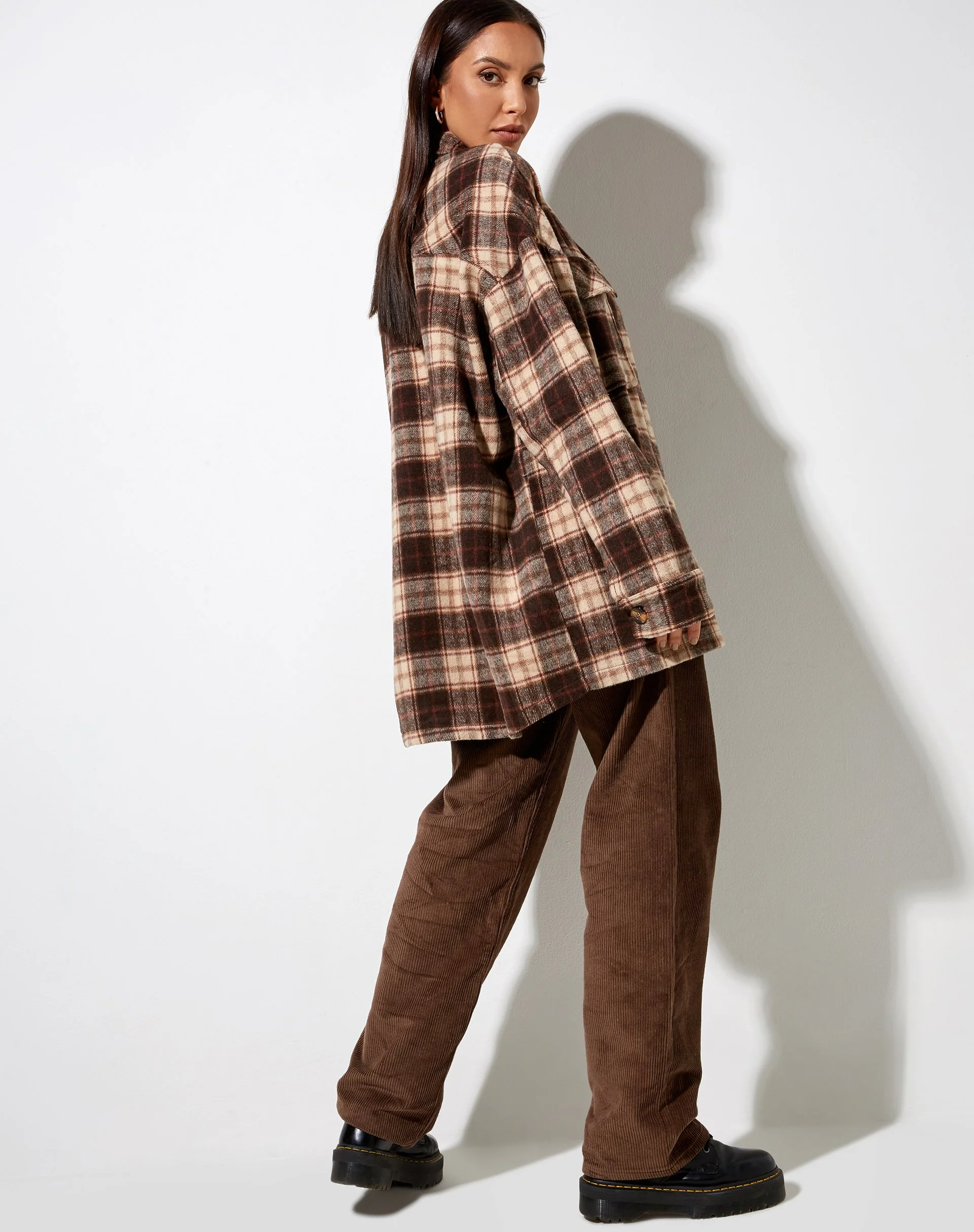 Marcella Shirt in Brown and Cream Check - Image 5
