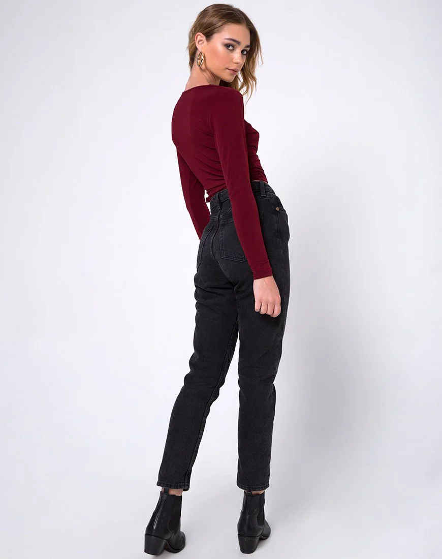 Marche Wrap Top in Burgundy - Image 4