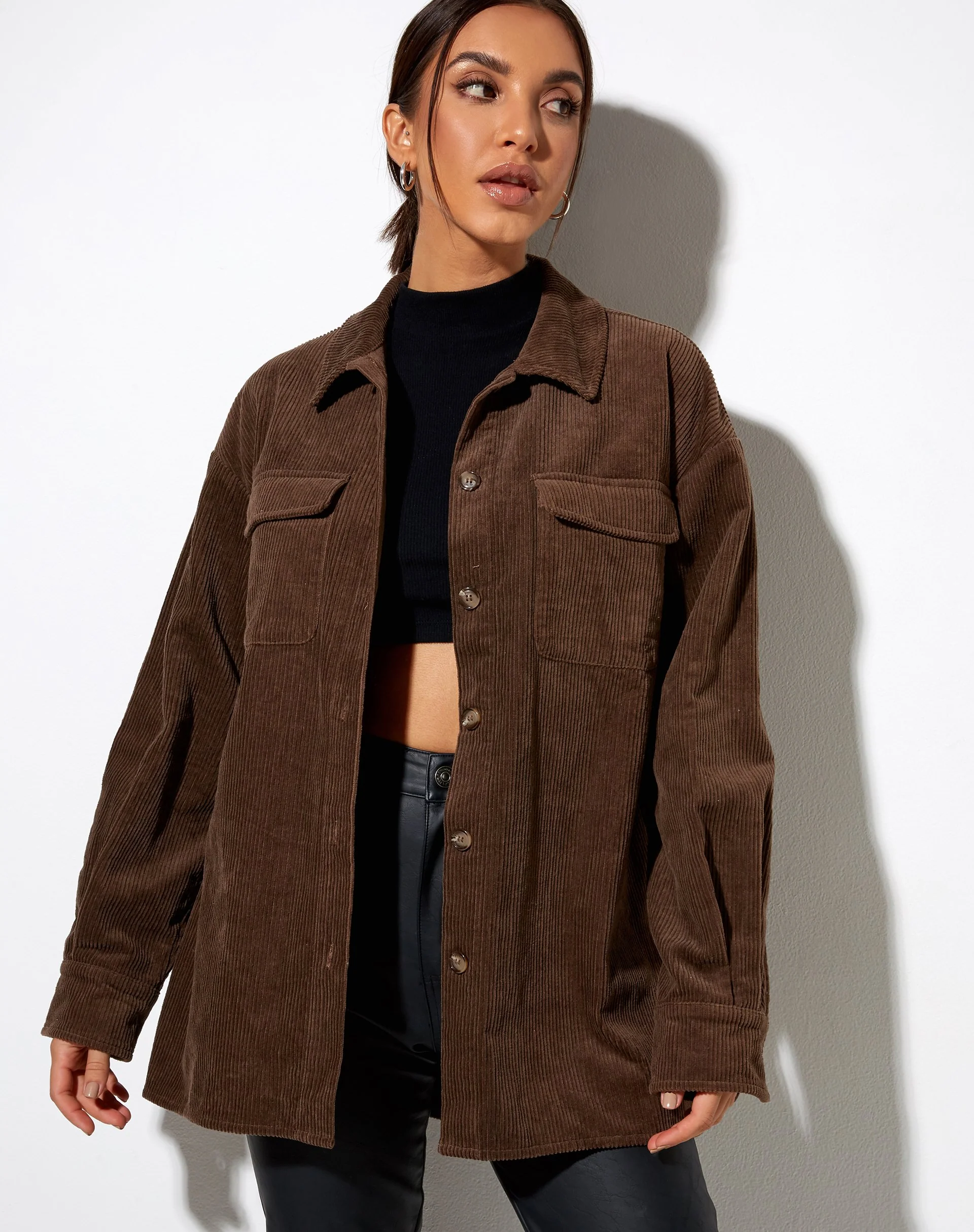 Marcy Shirt in Corduroy Brown - Image 3