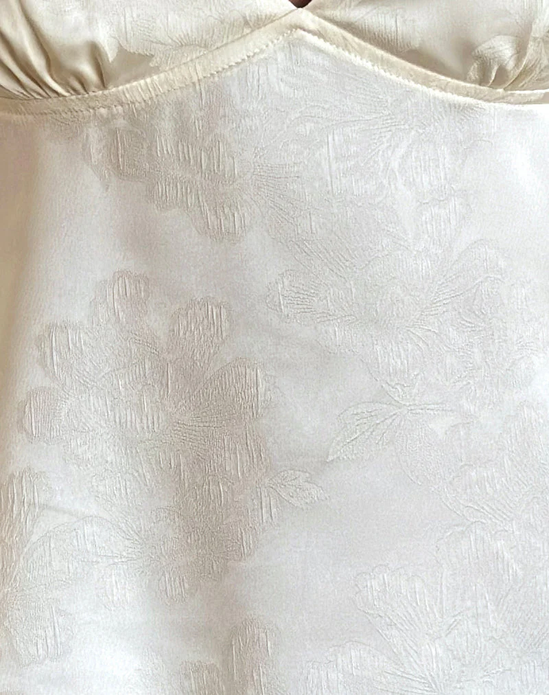 Marinda Top in Satin Jacquard Ivory - Image 6