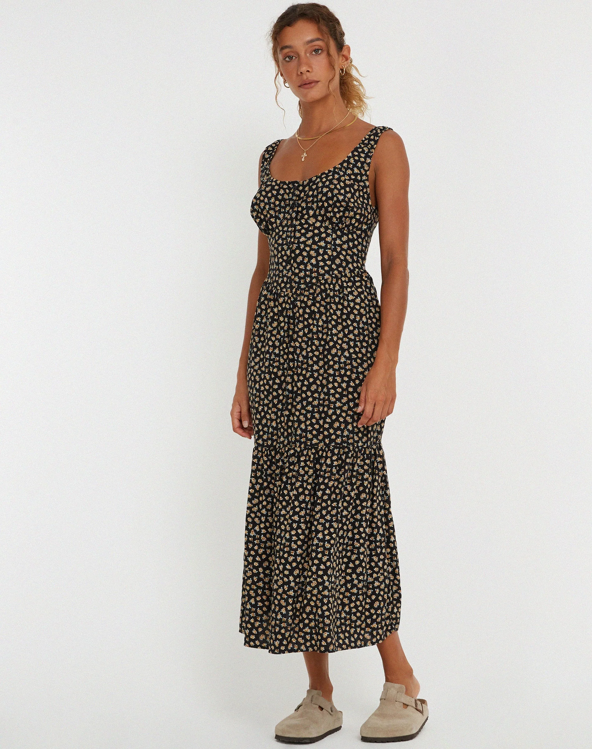 Marisol Maxi Dress in Ditsy Floral Bronze - Image 3