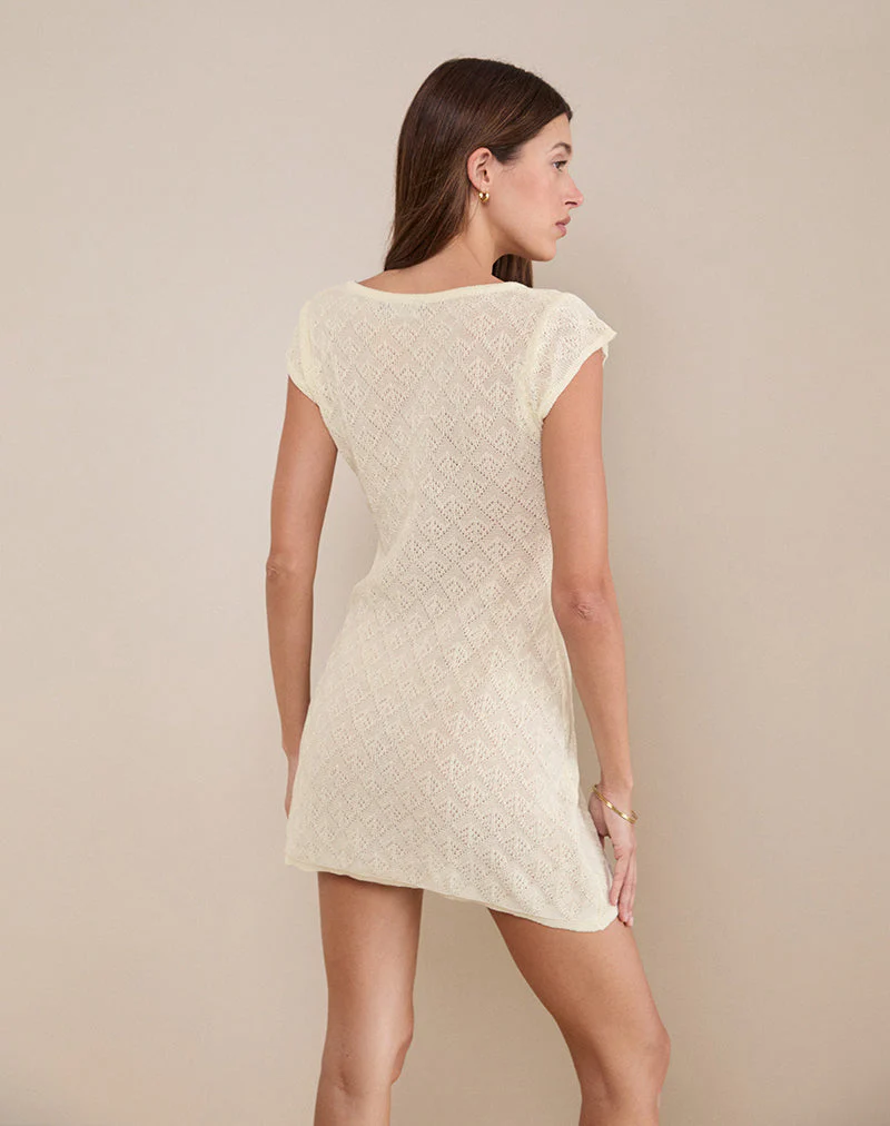 Mariza Mini Dress in Pointelle Ivory - Image 5