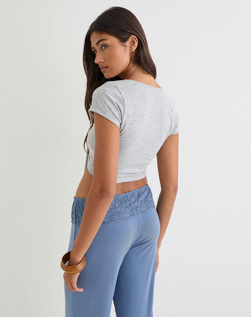 Marla Tie-Front Crop Top in Grey Marl - Image 5