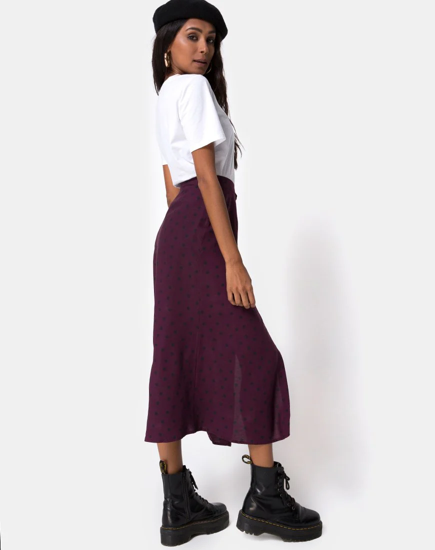 Marni Midi Skirt in Skater Polka Wine - Image 2