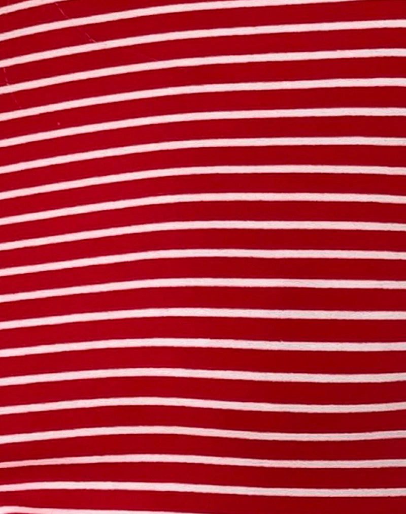Masha Mini Dress in Red and White Stripe Jersey - Image 6