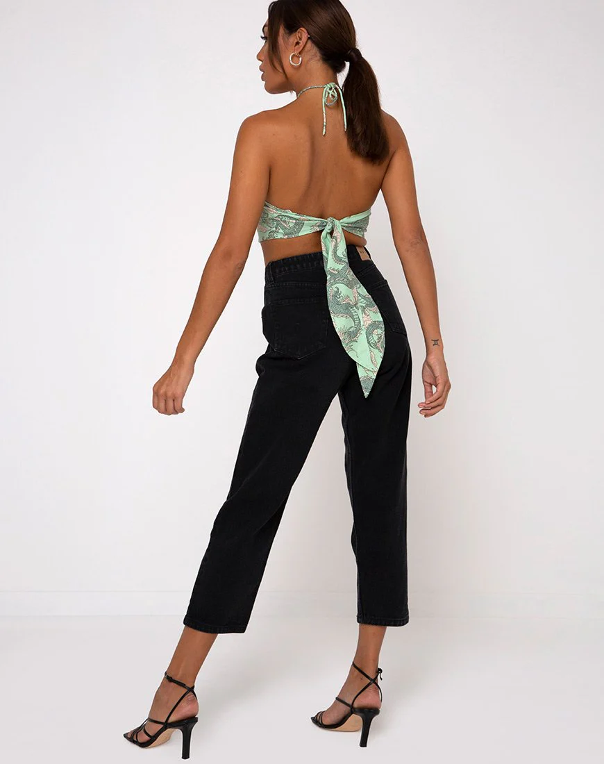 Maudy Crop Top in Chinese Dragon Neo Mint - Image 5