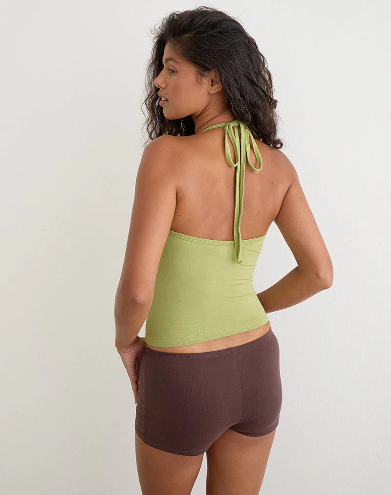 Mayoti Top in Rayon Jersey Apple Green with Studs - Image 5