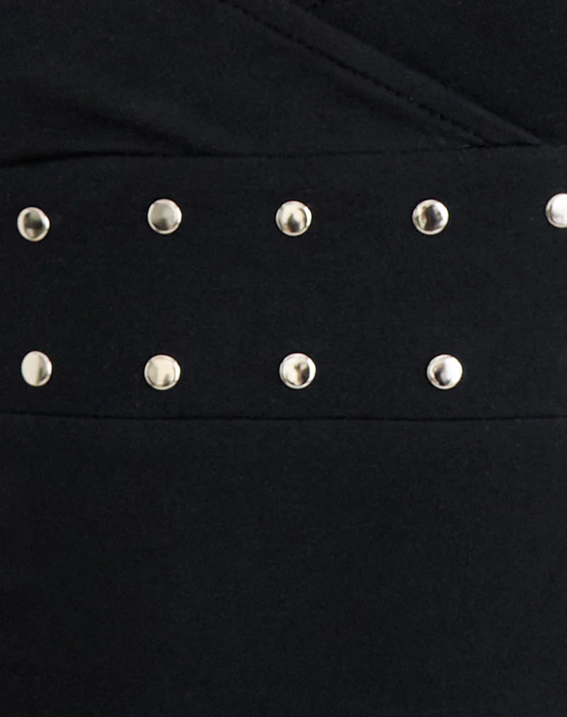 Mayoti Top in Rayon Jersey Black with Studs - Image 7